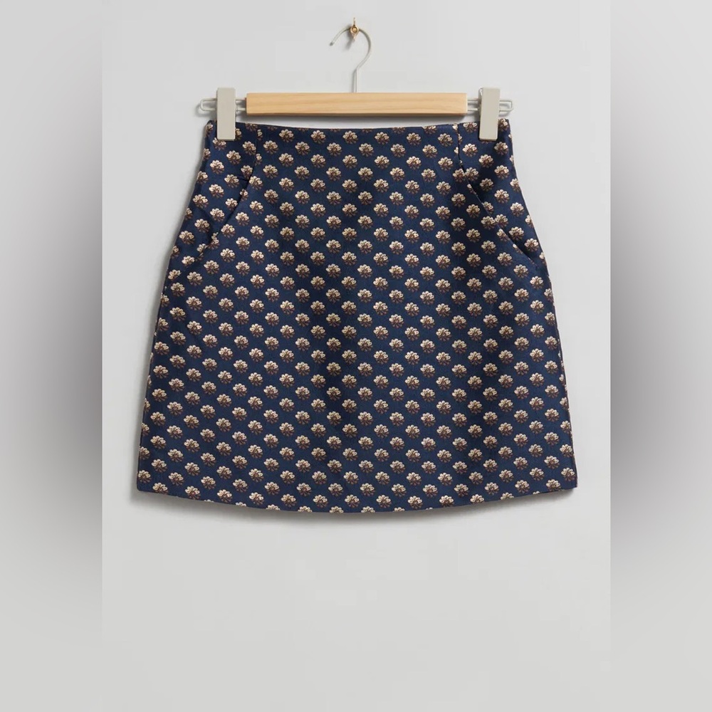 & Other Stories Jacquard Mini Skirt Blue 12 NWT! $119